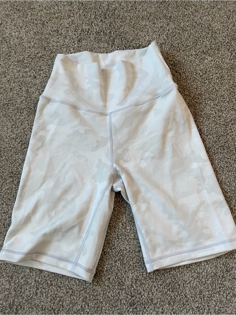 P'tula White Camo High-Waist Bike Shorts